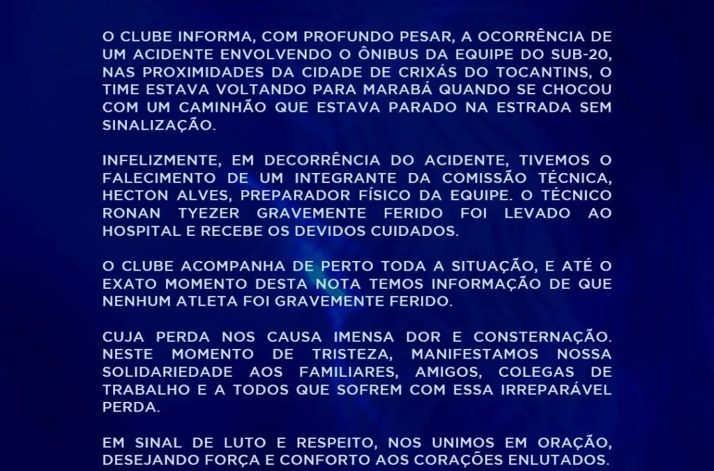 Athletico e Coritiba manifestam pesar por tragédia com delegação do Águia de Marabá