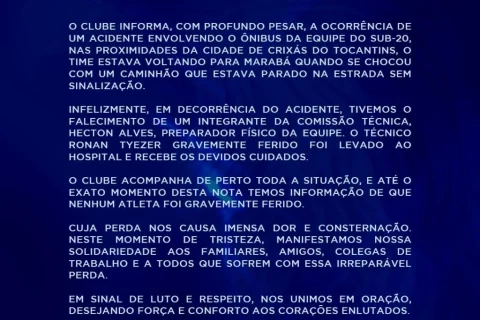 Athletico e Coritiba manifestam pesar por tragédia com delegação do Águia de Marabá