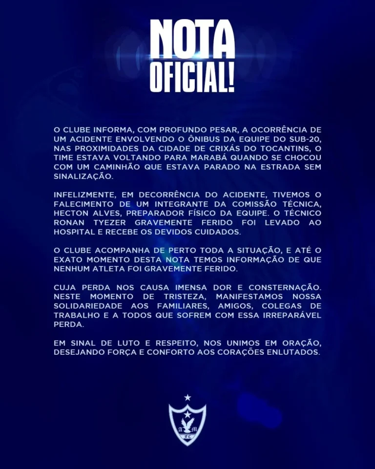 Athletico e Coritiba manifestam pesar por tragédia com delegação do Águia de Marabá