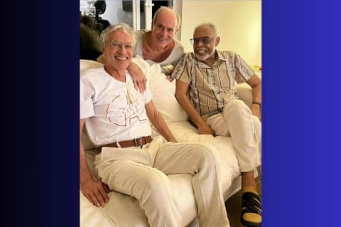 Os mestres da MPB Caetano Veloso, Ney Matogrosso e Gilberto Gil
