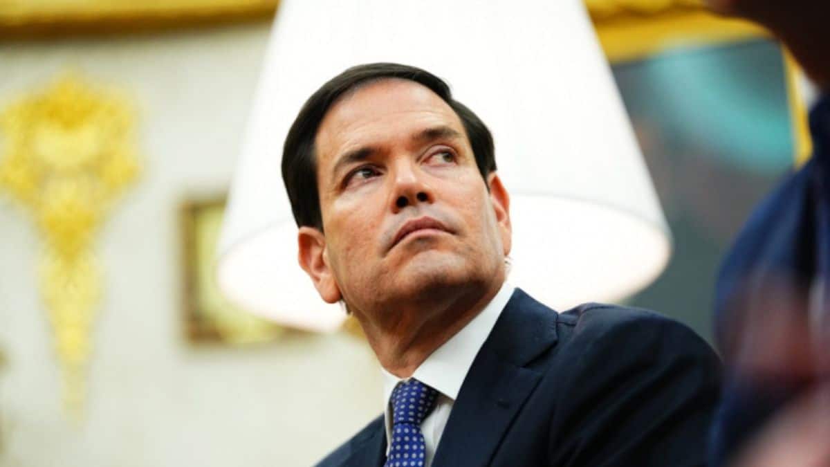 Marco Rubio, secretário de Estado dos EUA, durante declaração sobre sanções e pressão política contra a Venezuela